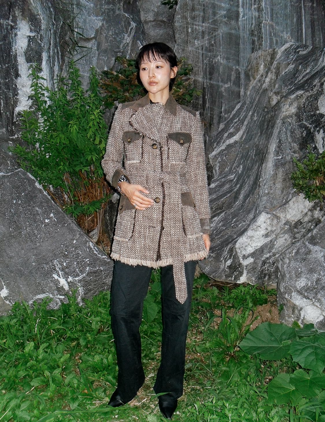 Tweed & Leather field Coat 상품이미지5