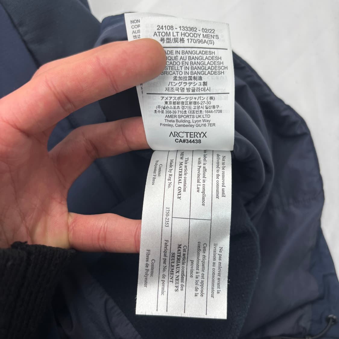 아크테릭스 아톰 LT 네이비 후드 킹피셔 S 상품이미지9