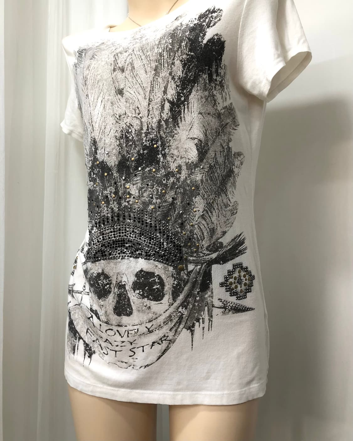 grunge skull graphic white tee 상품이미지3