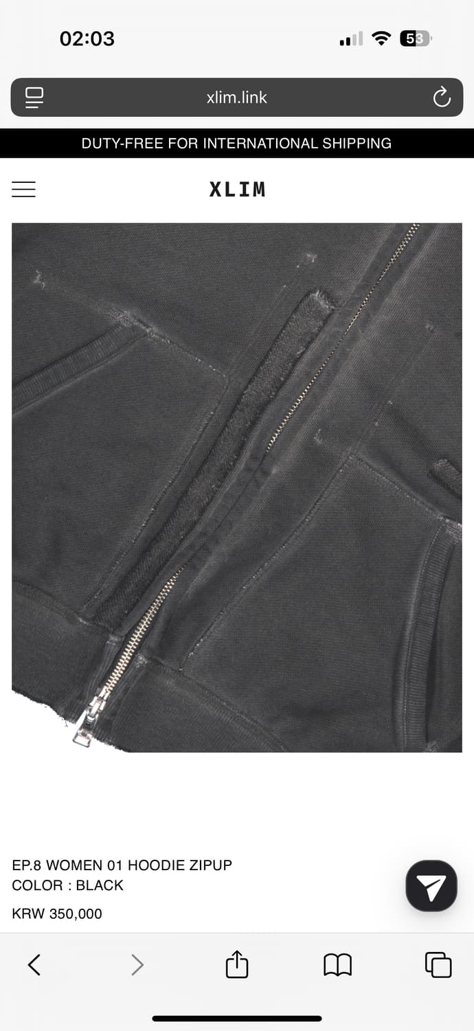 XLIM EP.8 WOMEN 01 HOODIE ZIPUP BLACK S 상품이미지5