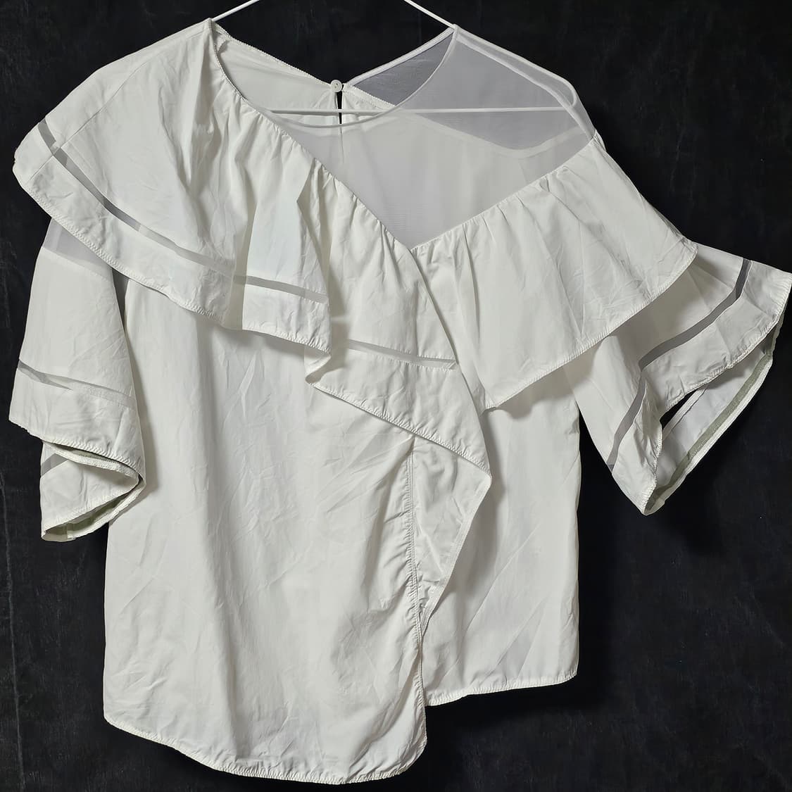 55~66한섬 타임  프릴 블라우스 F 화이트 상품이미지4