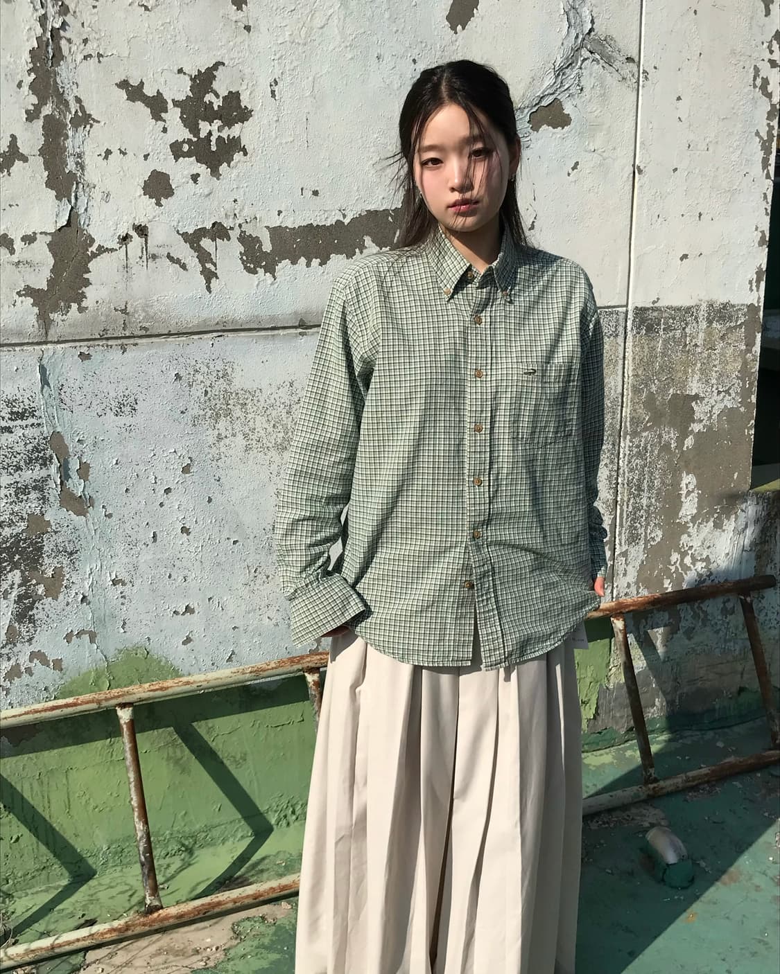 크로커다일 그린 체크 셔츠 상품이미지3