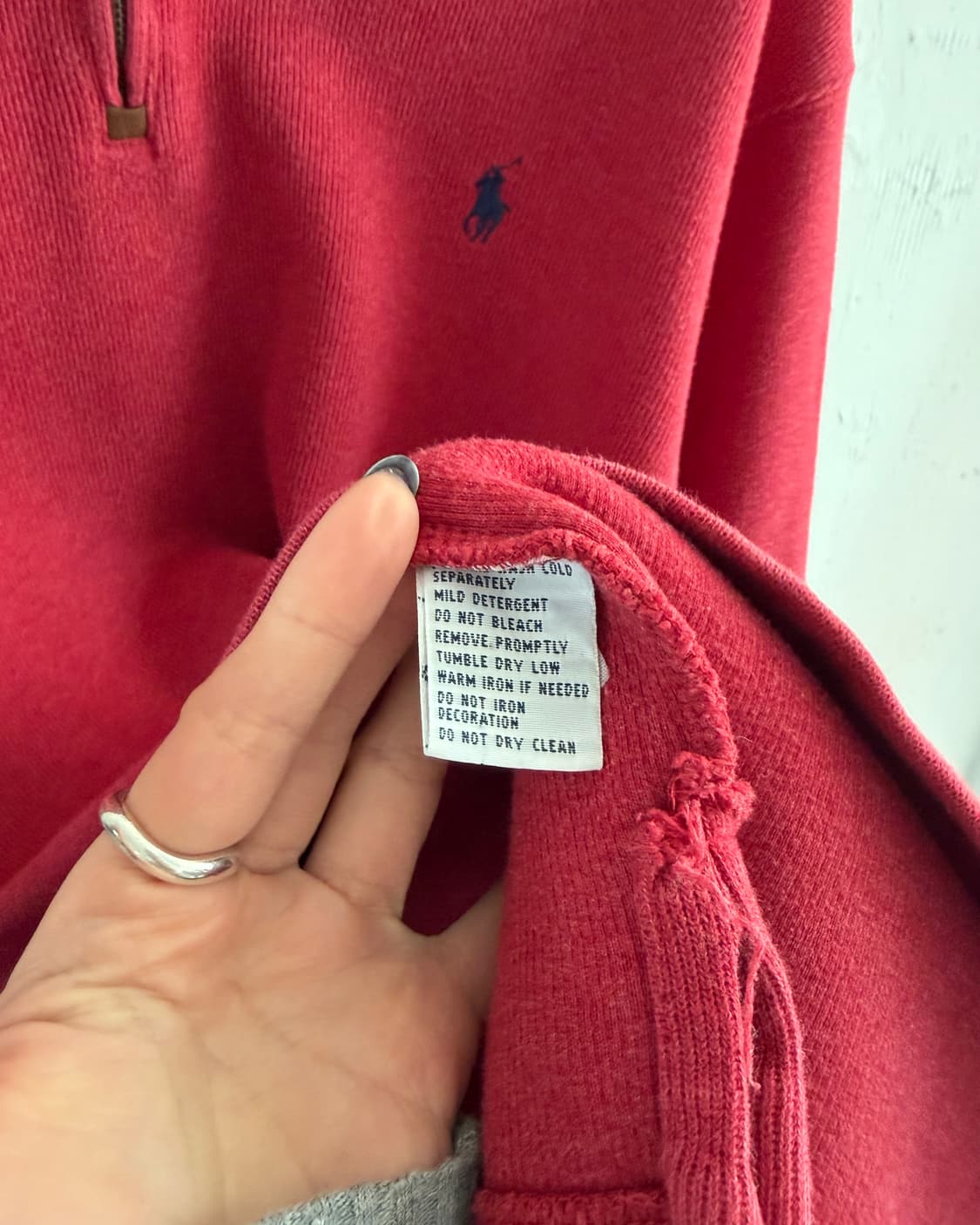  Polo 폴로 랄프로렌 코튼 코랄레드 하프집업  ﻿ 상품이미지6