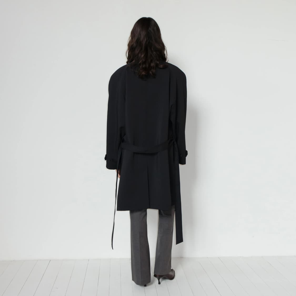 리포스 Repos 하프 오버 싱글 트렌치 코트 블랙 상품이미지4