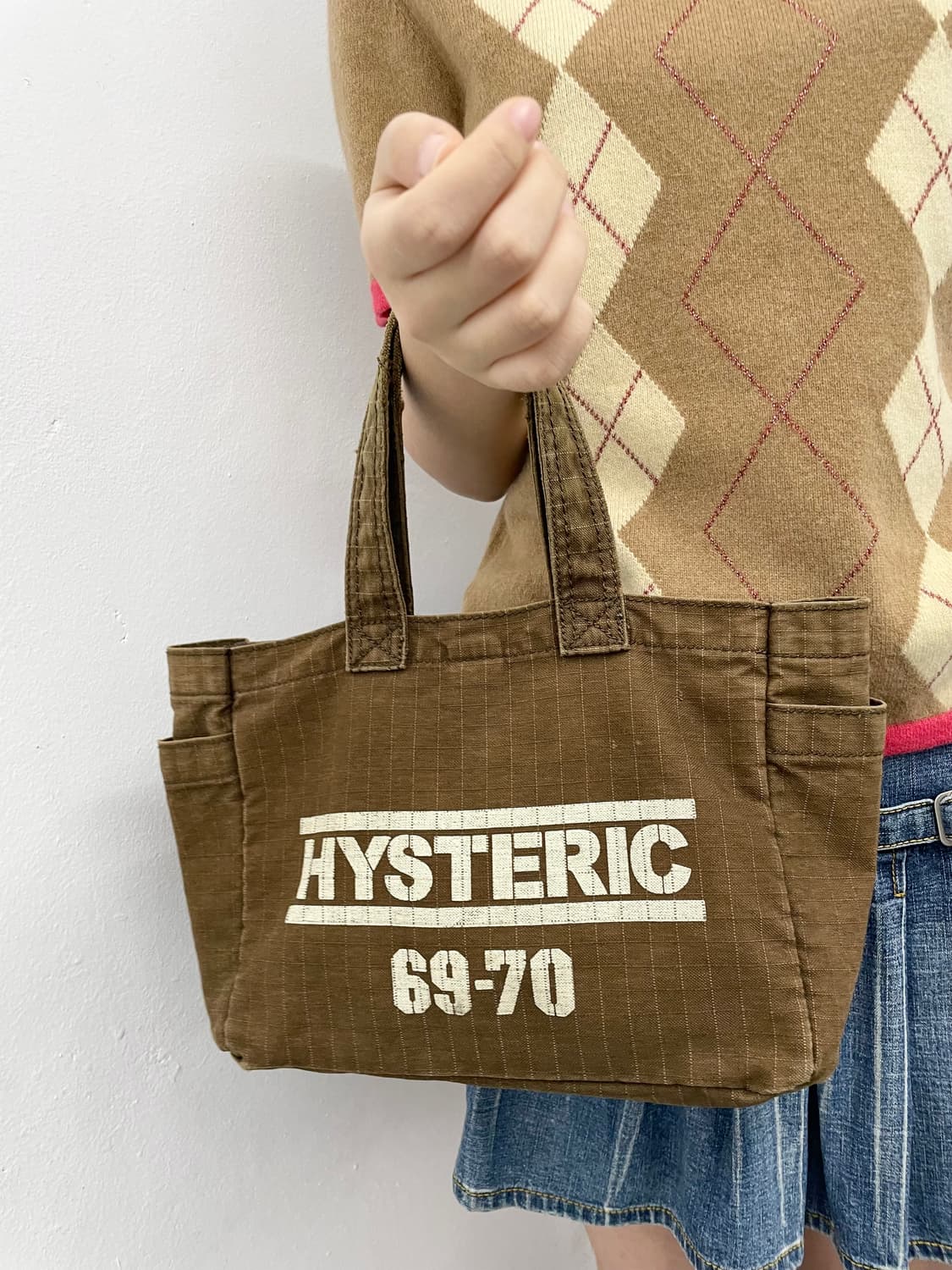 히스테릭글래머 브라운 로고 캔버스백 *레어 상품이미지2