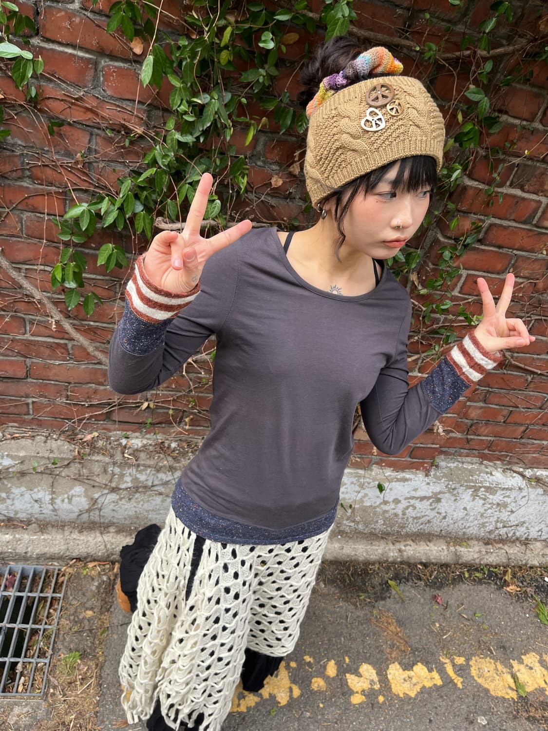 소매 니트 포인트 롱 슬리브 상품이미지1