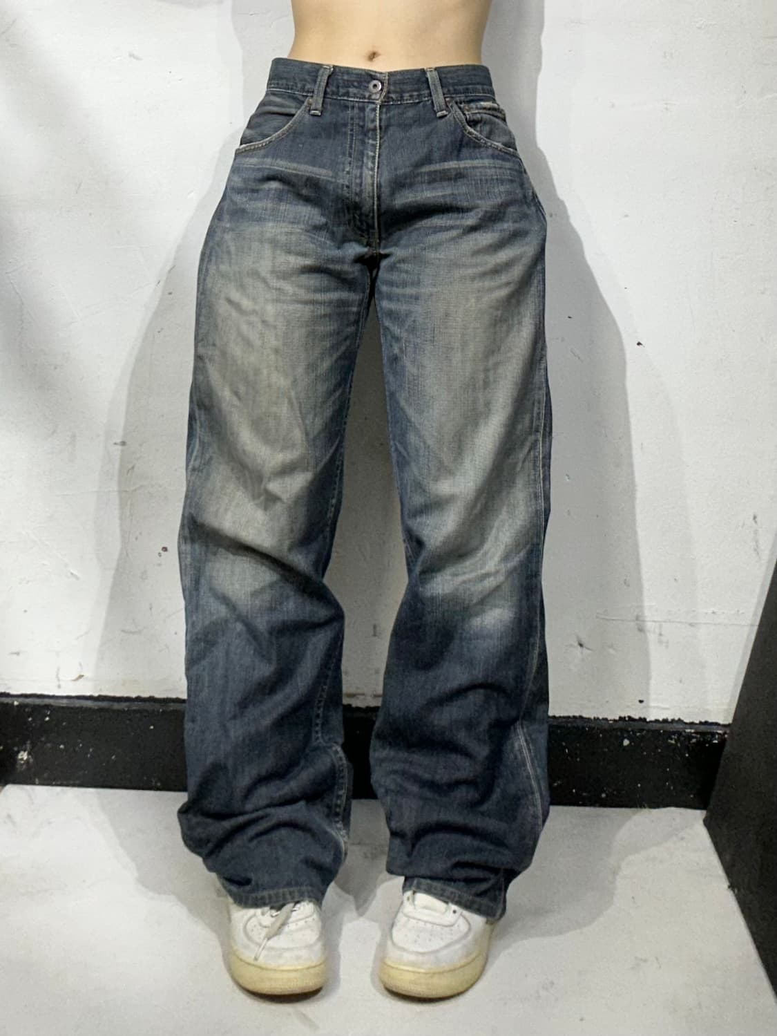 리바이스 503 흑청 가죽탭 워싱 와이드 데님 팬츠 청바지 31 상품이미지2