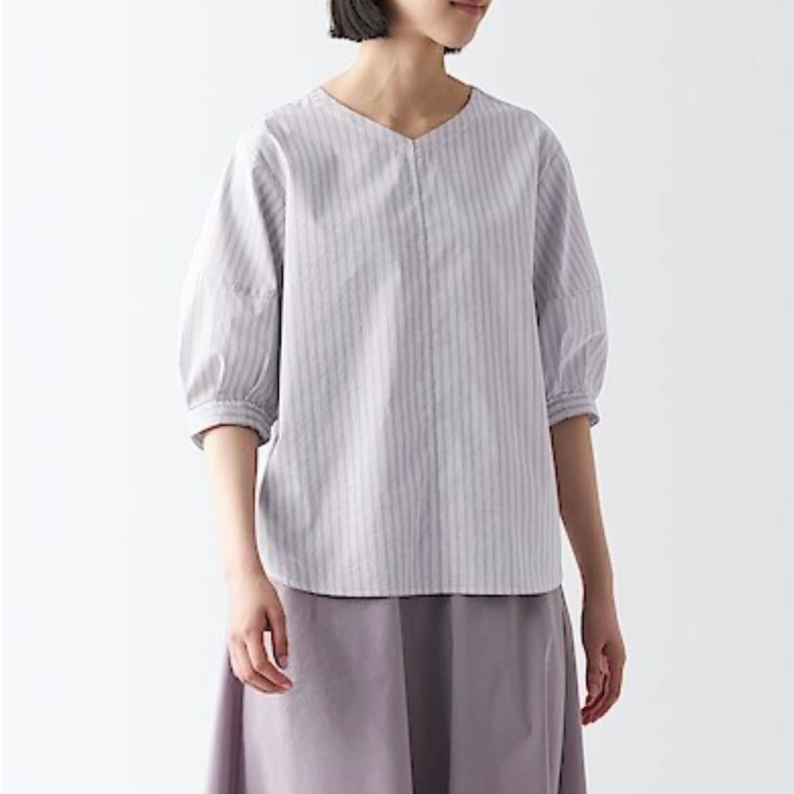 무인양품 건조가 빠른 브로드 5부 소매 블라우스 (새상품) 상품이미지6