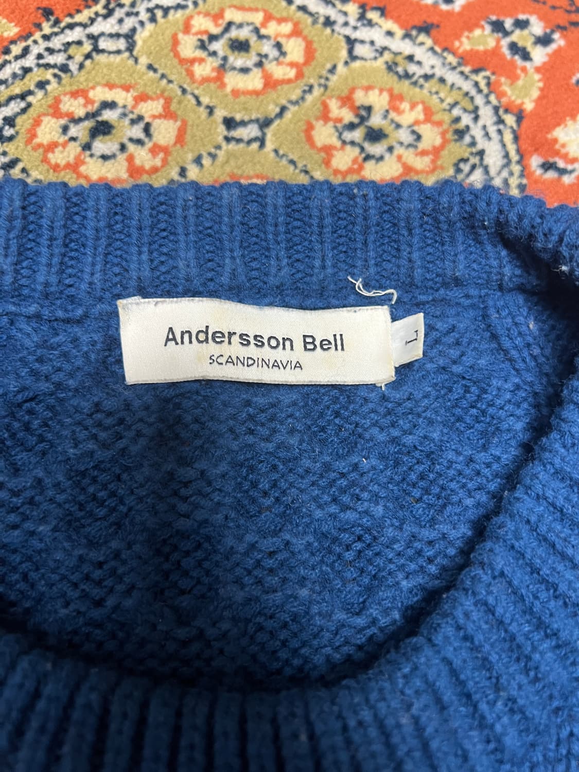 [L] 앤더슨벨 네이비 블루 케이블 니트 상품이미지3