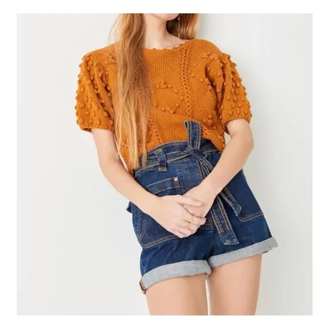 SESSUN 세선 크로쉐 카멜 크롭 니트 상품이미지2