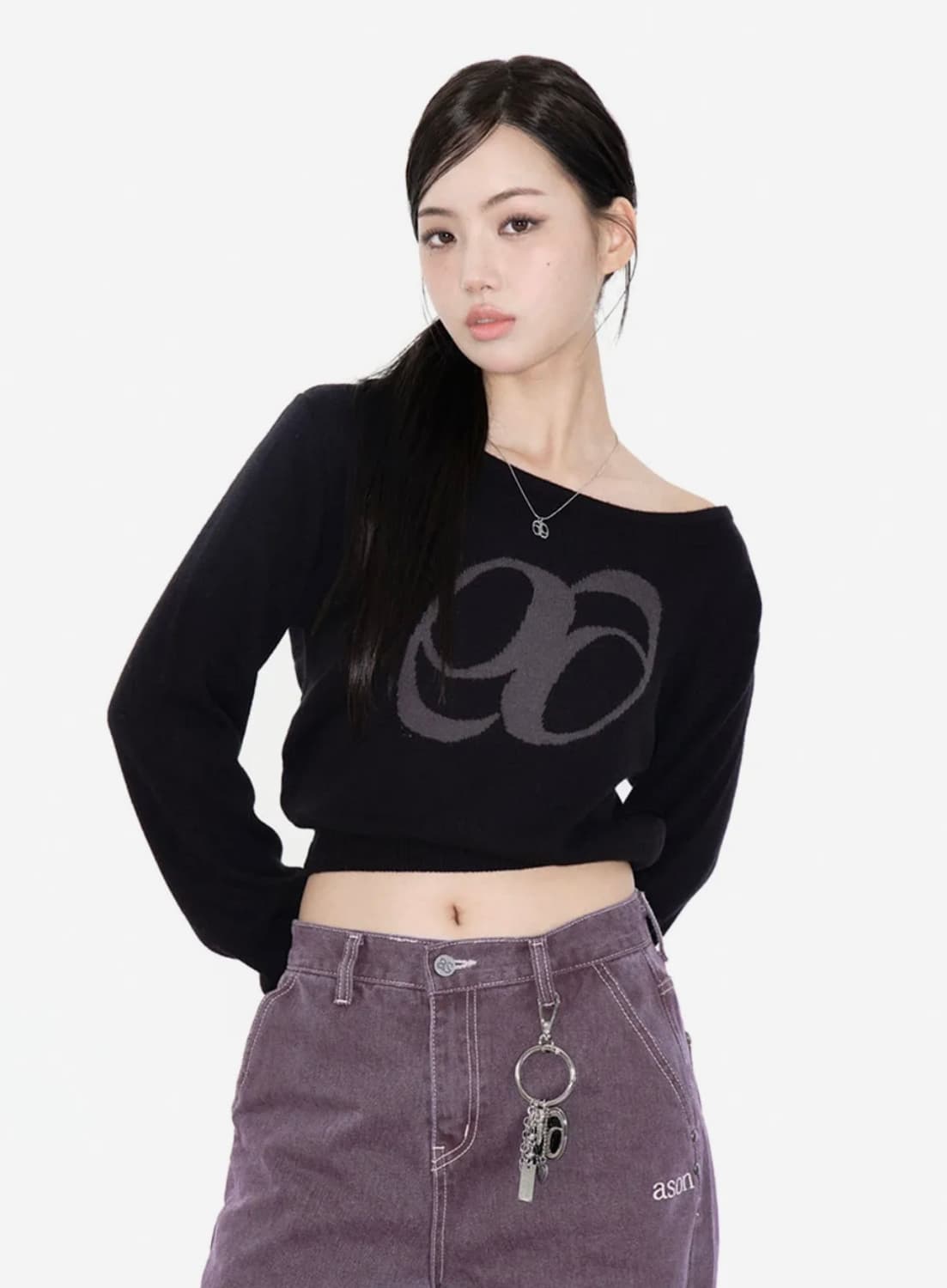 애즈온 BOAT NECK KNIT / BLACK (새상품) 상품이미지1