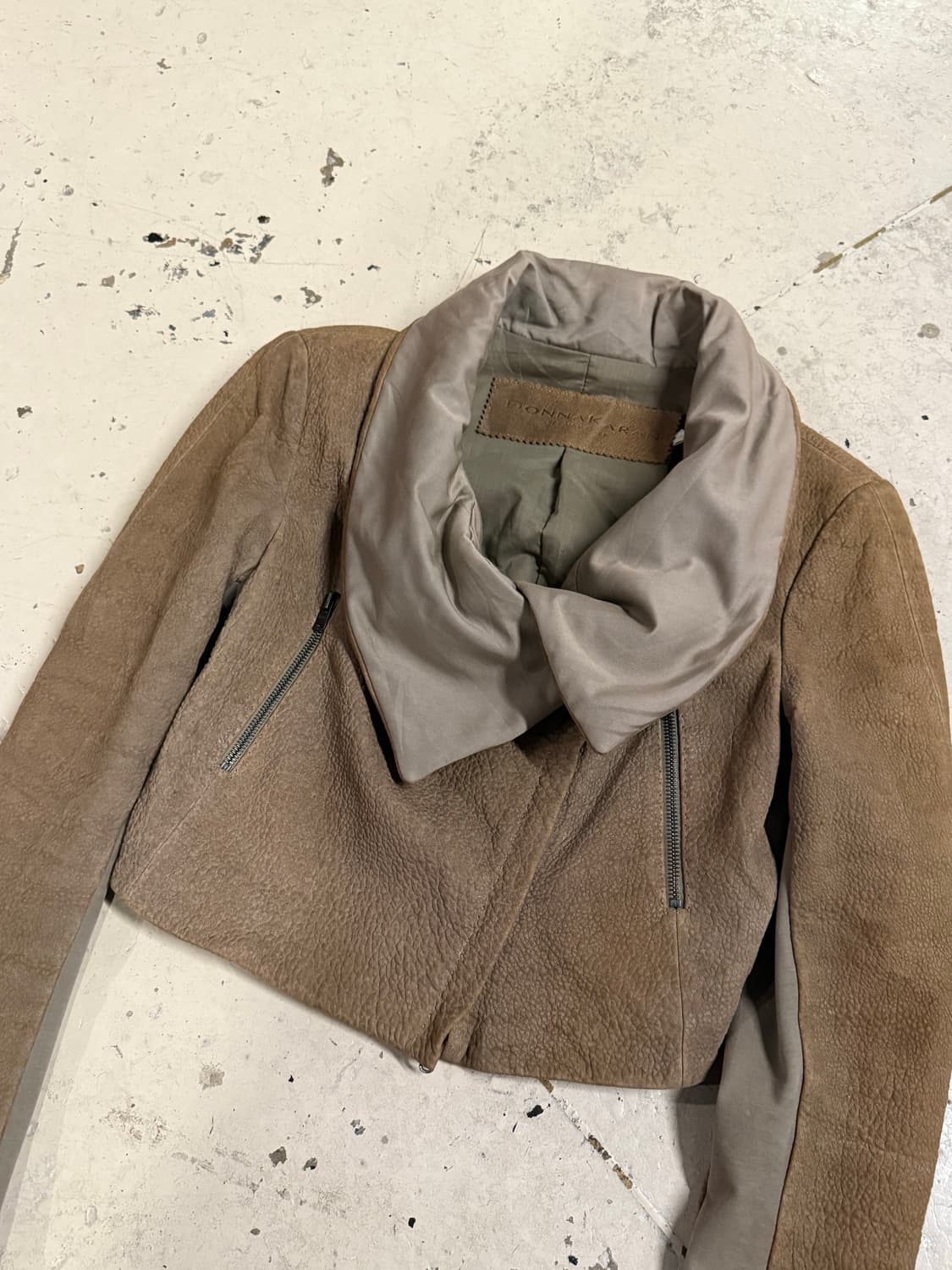 Donna Karan drape collar leather jk 상품이미지7