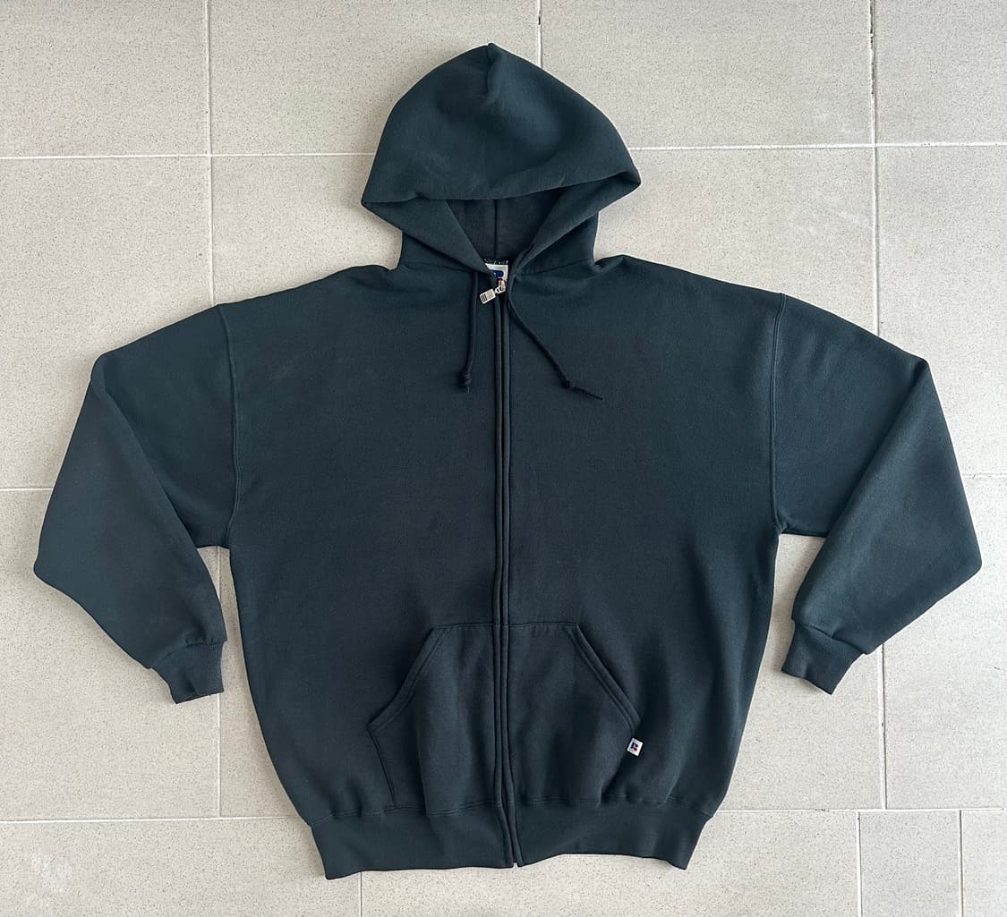 90s 빈티지 러셀 후드집업 블랙 XXL 상품이미지1