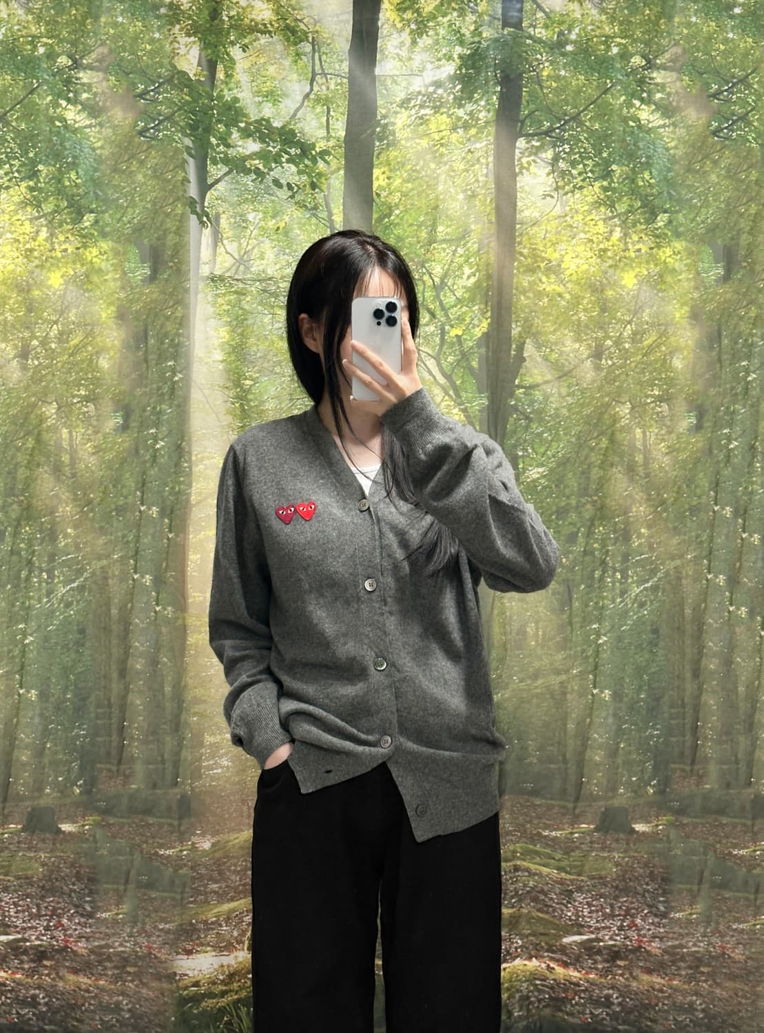 🤍 꼼데가르송 더블 하트 브이넥 가디건 🤍  상품이미지4