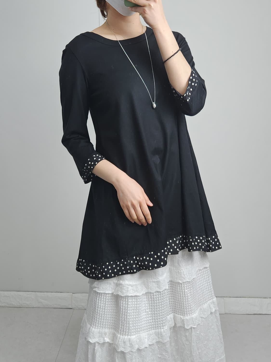 도트 롱 슬리브 탑 상품이미지2