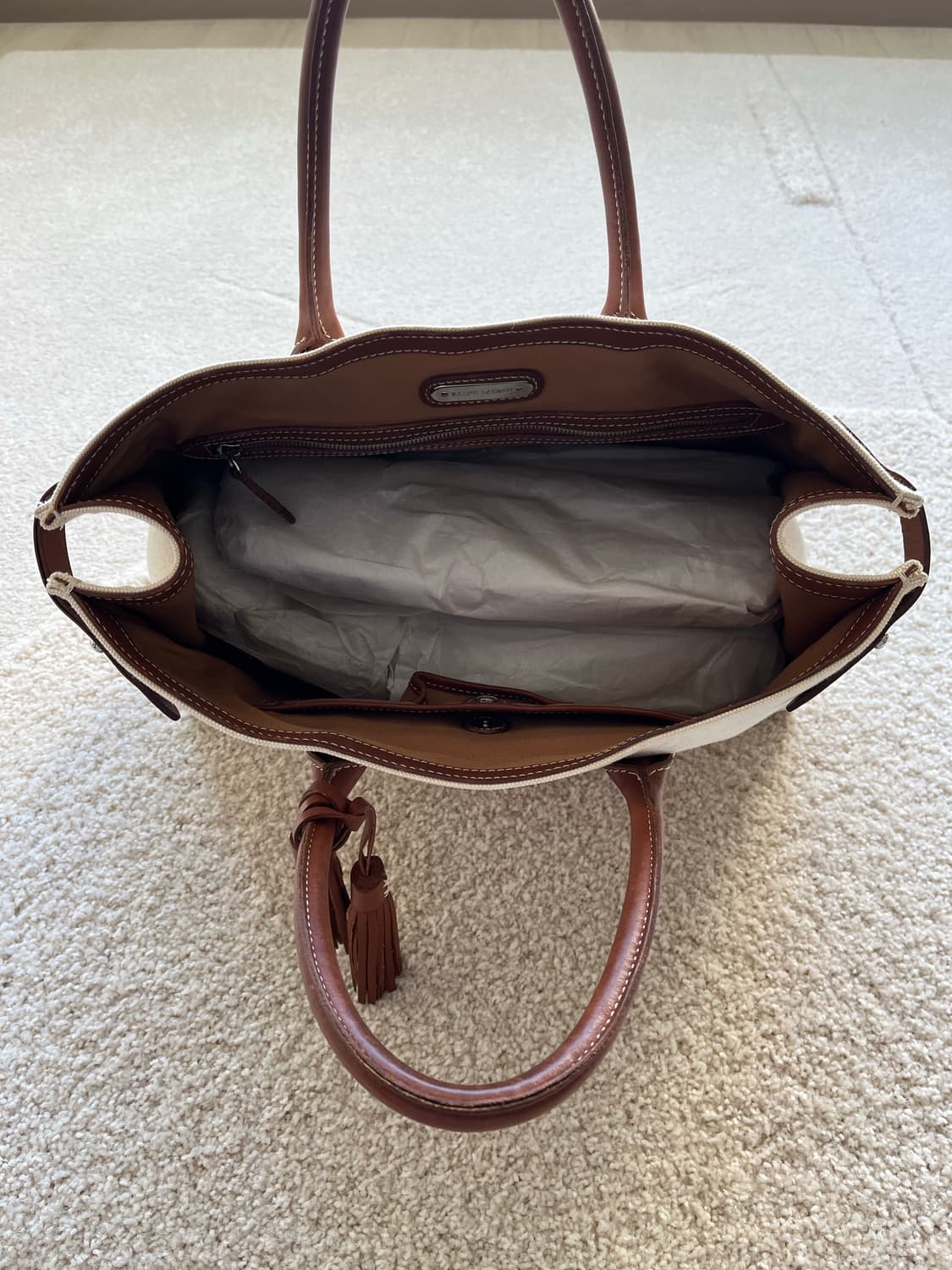 폴로 랄프로렌 캔버스 레더 테슬 토트백  상품이미지9