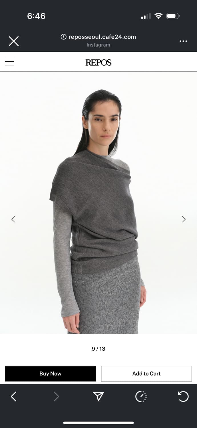 리포스 니트 Unbal Off-Shoulder Knit Grey 상품이미지2