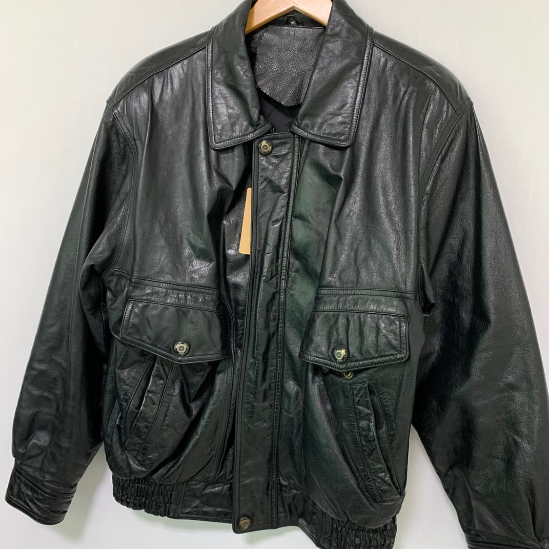 블랙 리얼 레더 소가죽 봄버 자켓 빈티지 남녀공용 95 상품이미지7