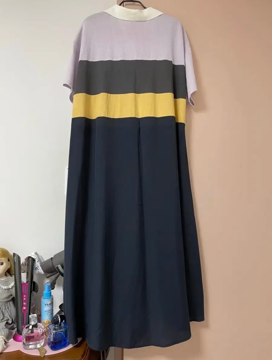 SJSJ 컬러블록 오픈카라 드레스 상품이미지5