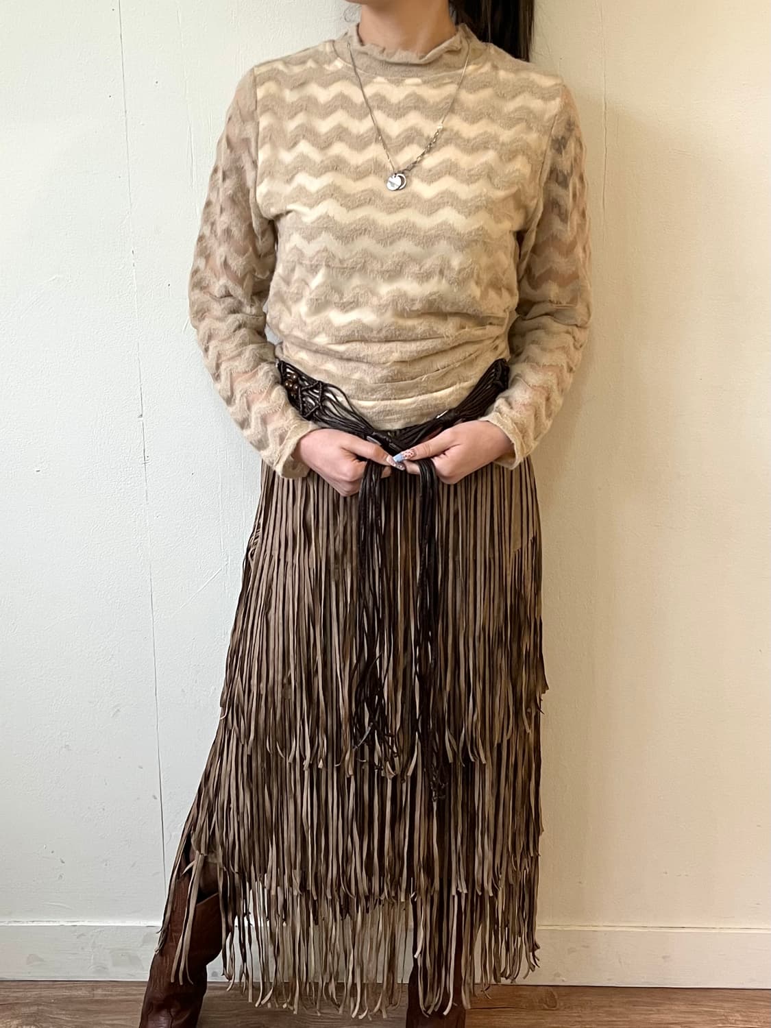 Vtg 보헤미안 프린지 스커트 상품이미지7