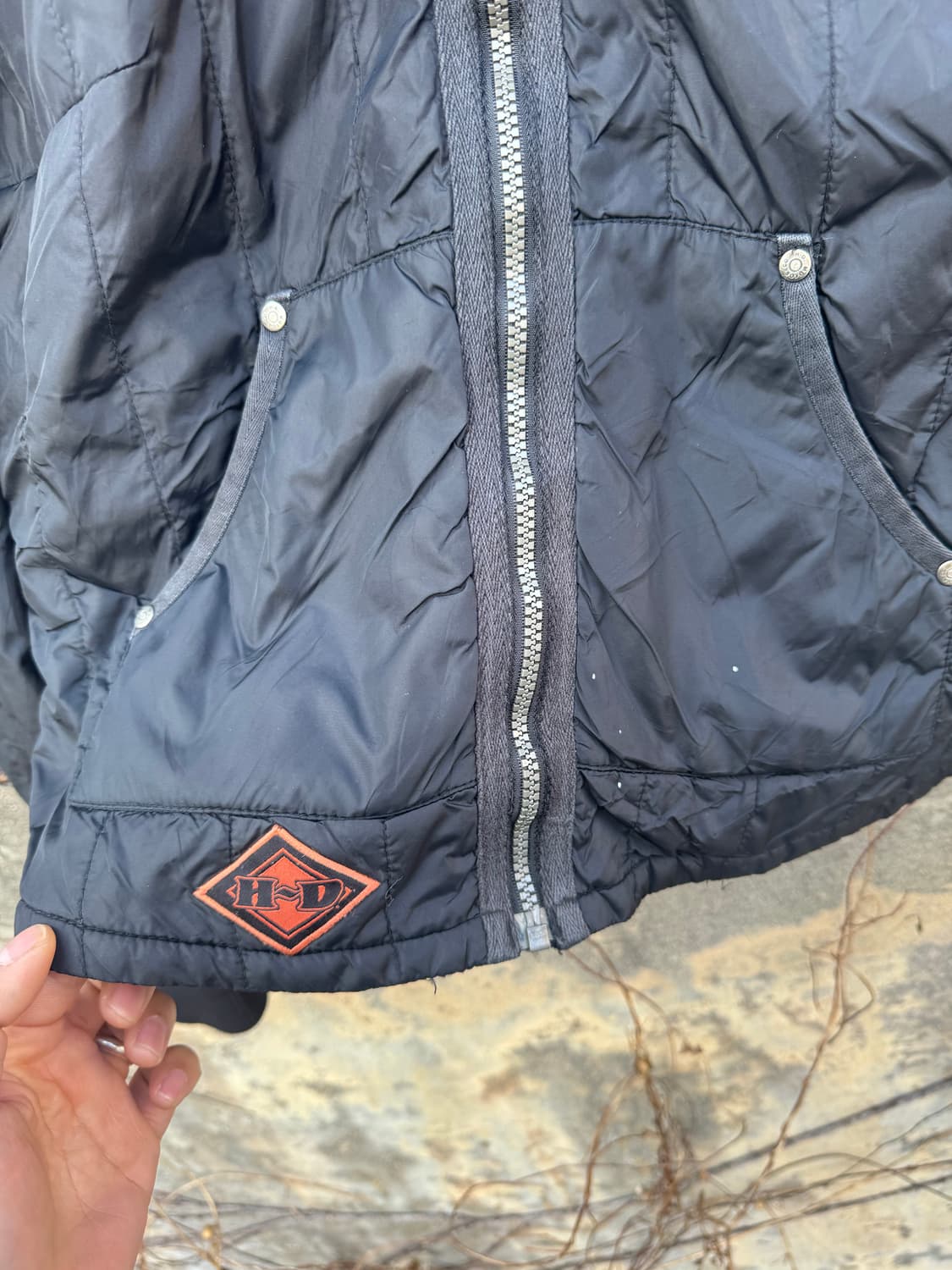 할리데이비슨 빈티지 퀄팅 패딩 봄버 자켓 블랙 m 상품이미지7