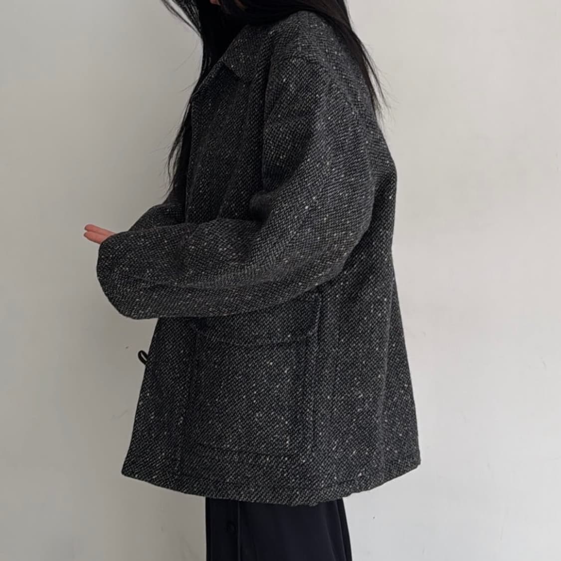 헤링본 울 아우터 차콜(M) 상품이미지2