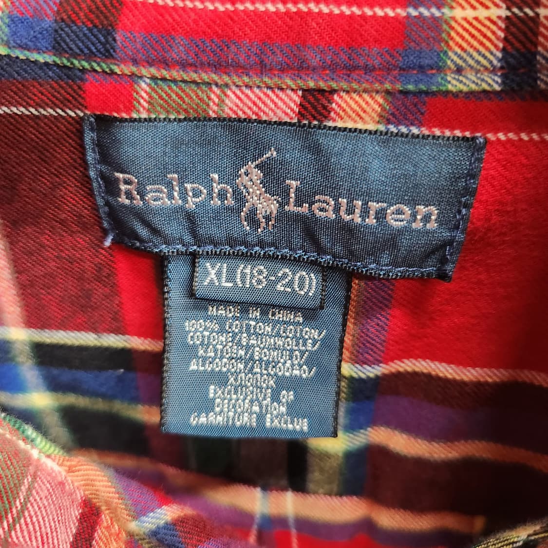 폴로 랄프로렌 로고 멀티컬러 체크 셔츠 L 상품이미지5