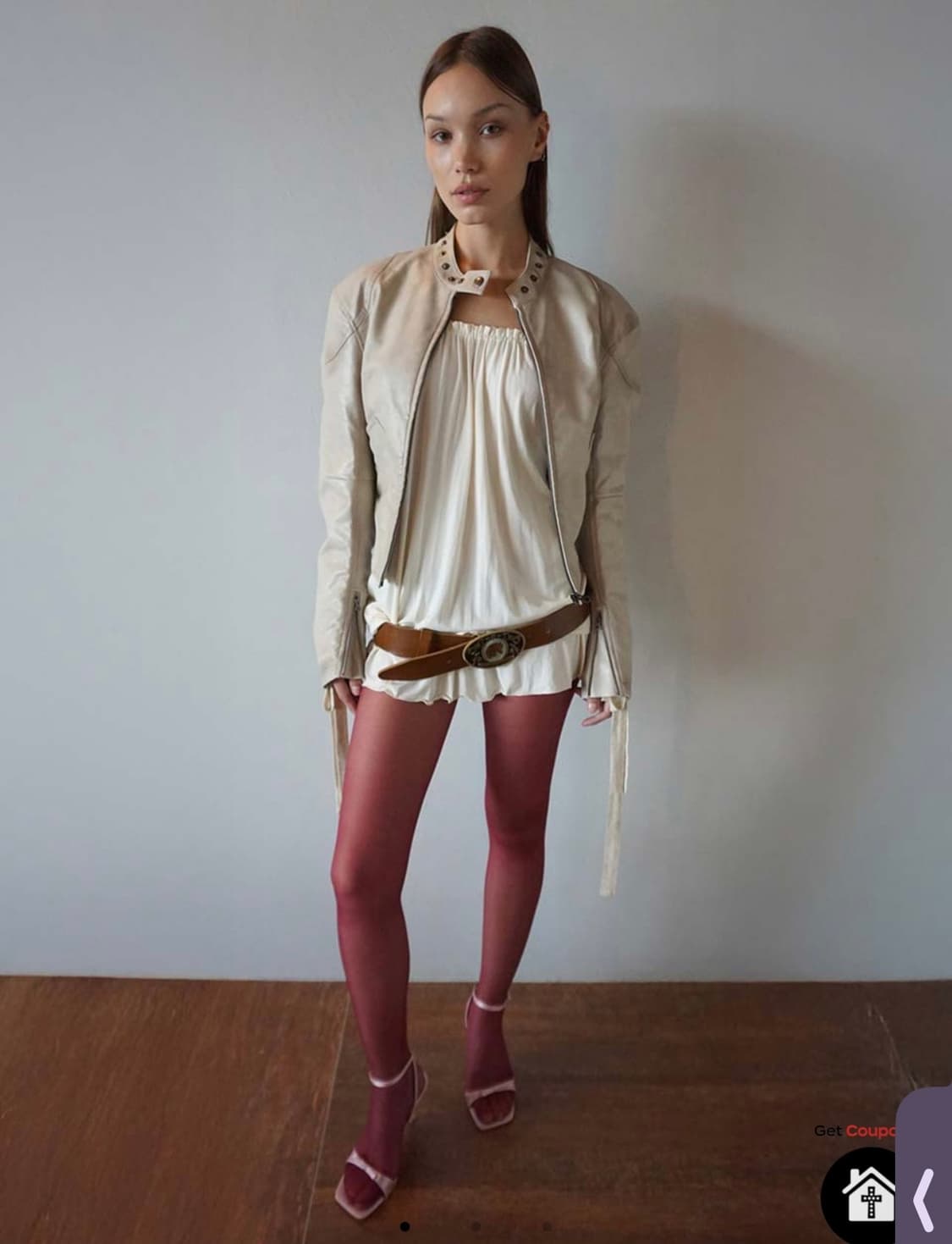 스컬프터 레더 봄버 자켓 아이보리 m 상품이미지3