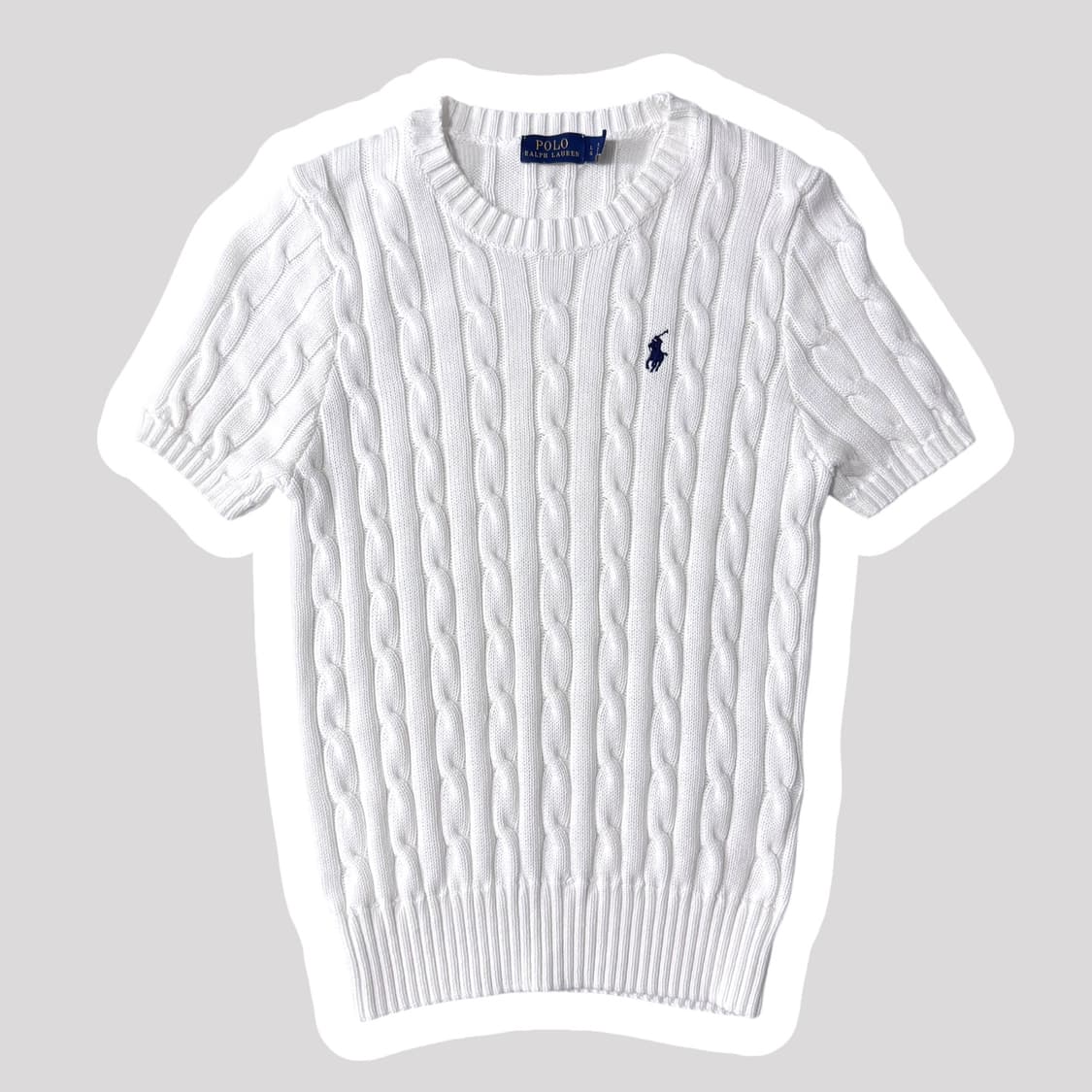 여성 신형 폴로 랄프로렌 화이트 꽈배기 반팔니트 상품이미지1