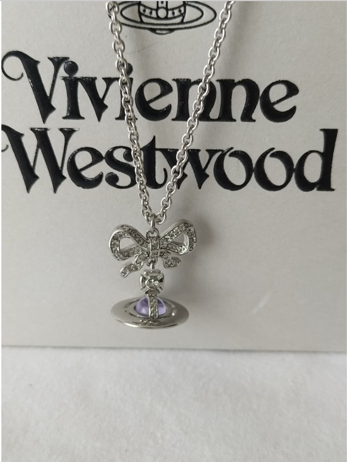 비비안웨스트우드 아카이브 리본 옥타비에 퍼플 크리스탈 3d orb 목걸이 상품이미지1
