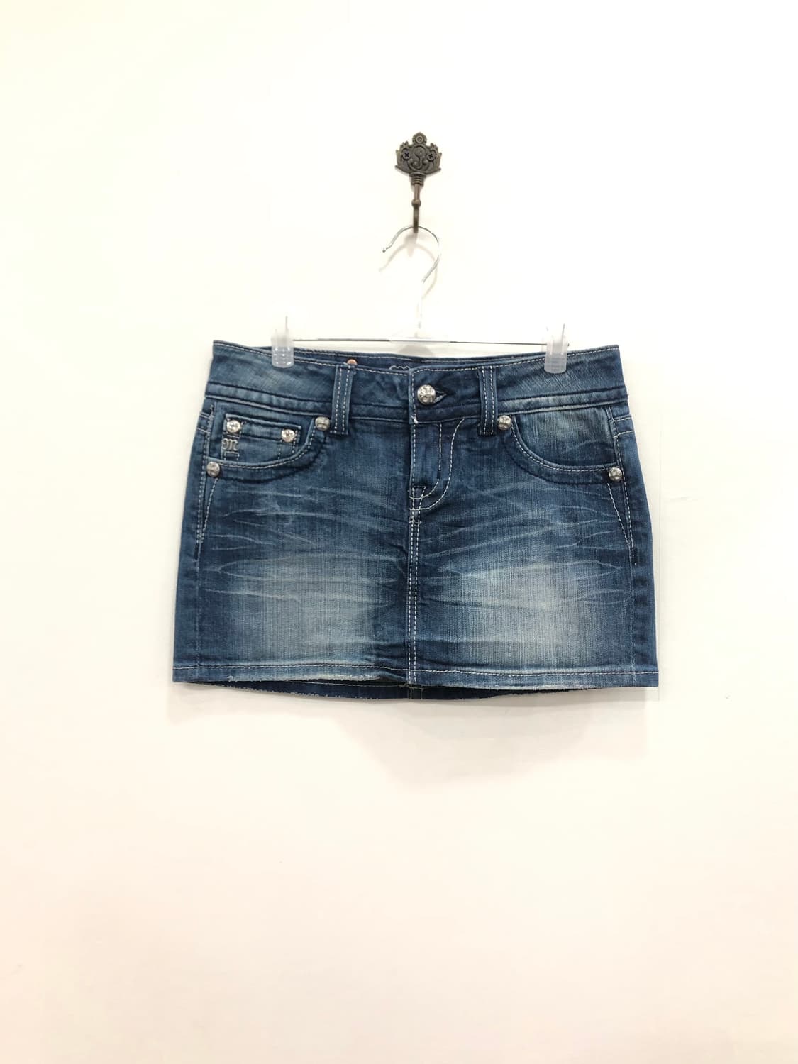 wing sequin washed denim mini skirt 상품이미지2