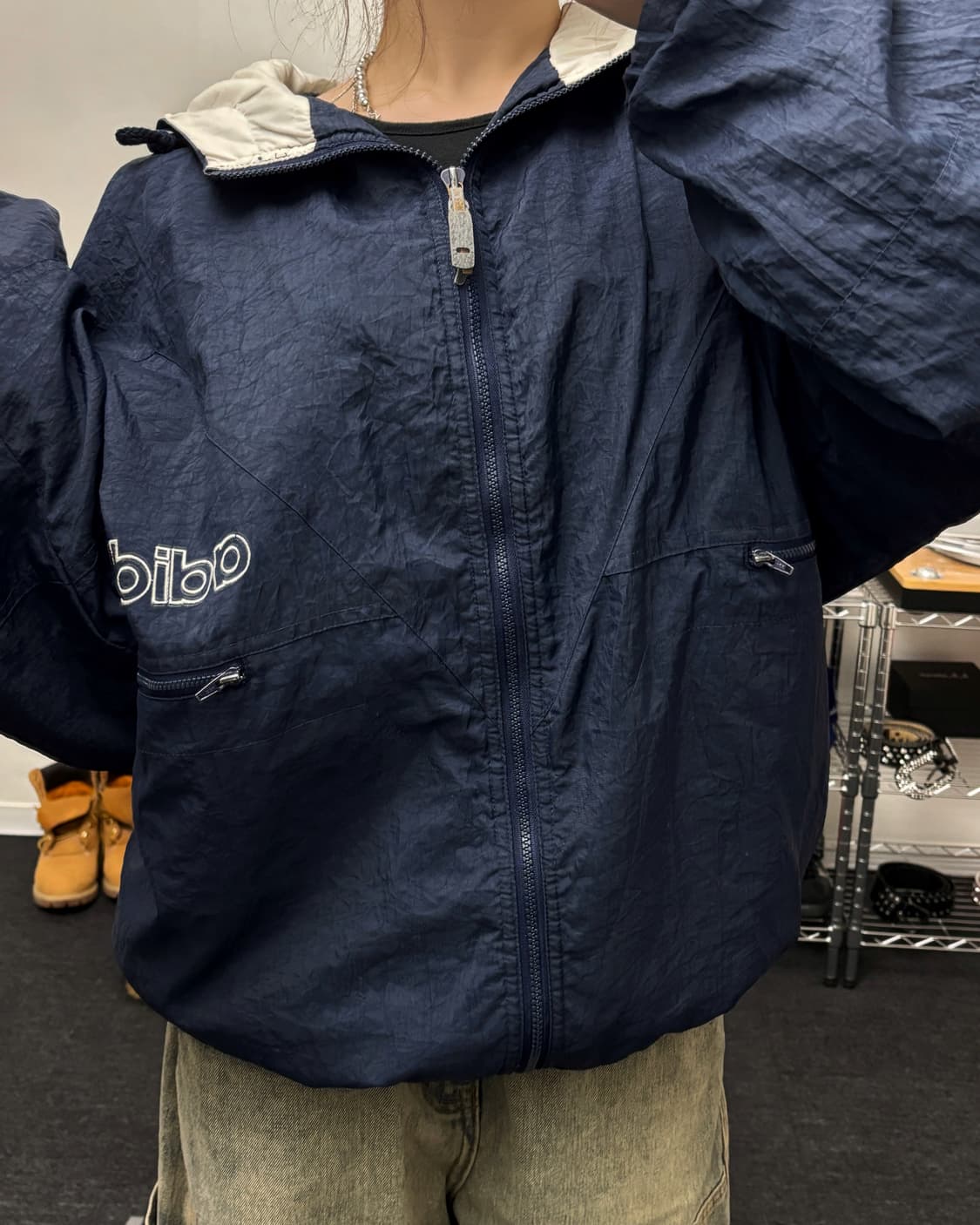 아디다스 90s 오버사이즈 네이비 퀼팅 점퍼 상품이미지2