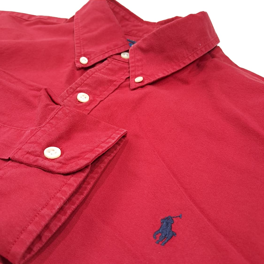 CL583 2XL 폴로 00s 코튼 버튼다운 네이비포니 레드 셔츠 남방 상품이미지4