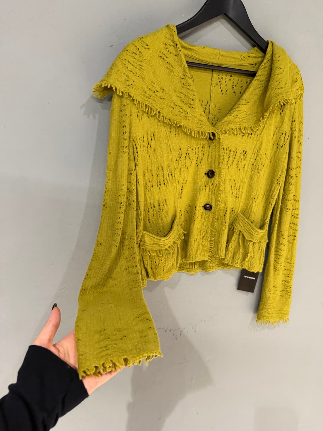 fringe detail punching knit cardigan 상품이미지8