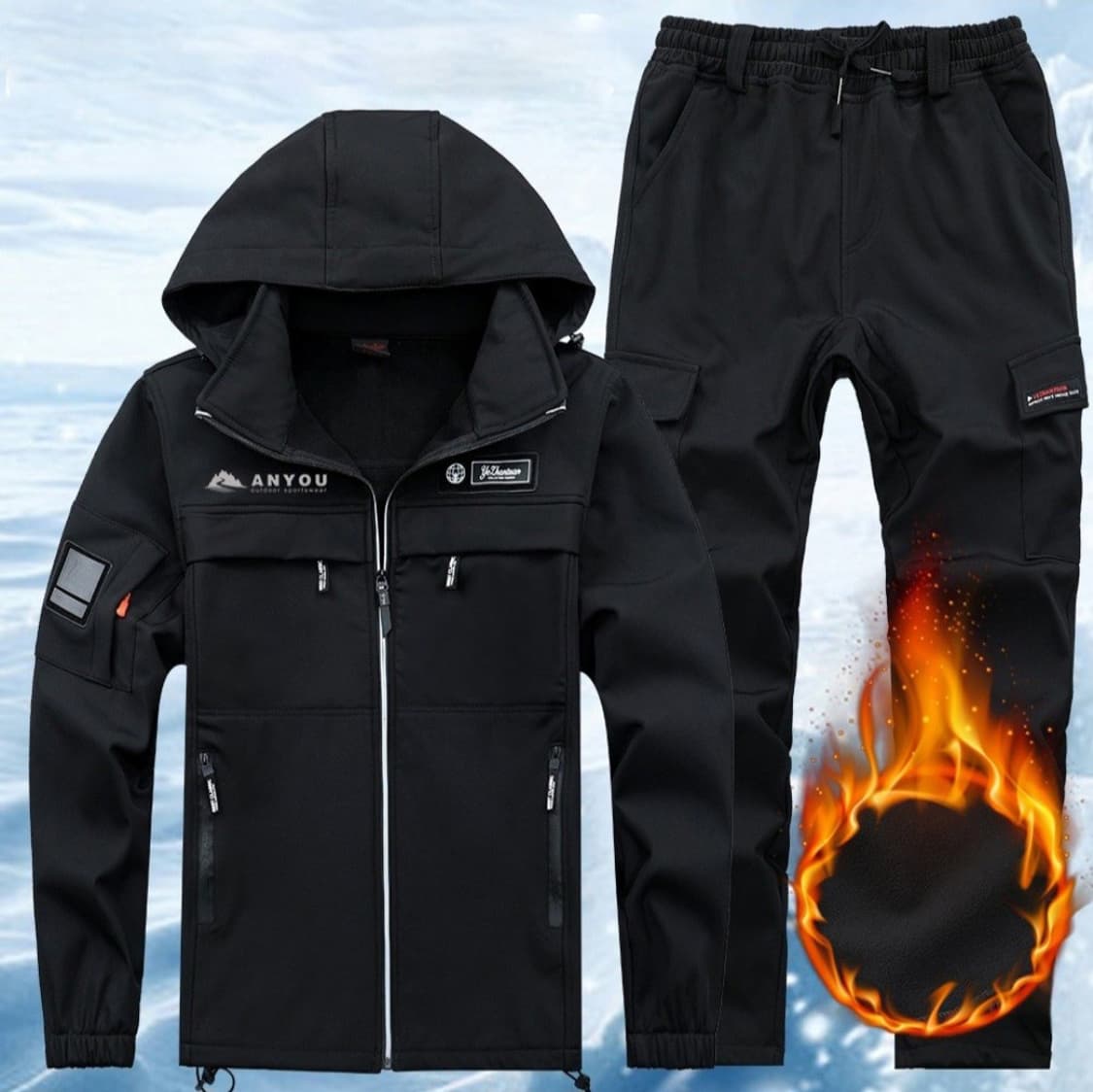 남자 겨울 기모 상하의 세트 방한복 따듯한 방수 보온 아웃도어 작업복 방 상품이미지5