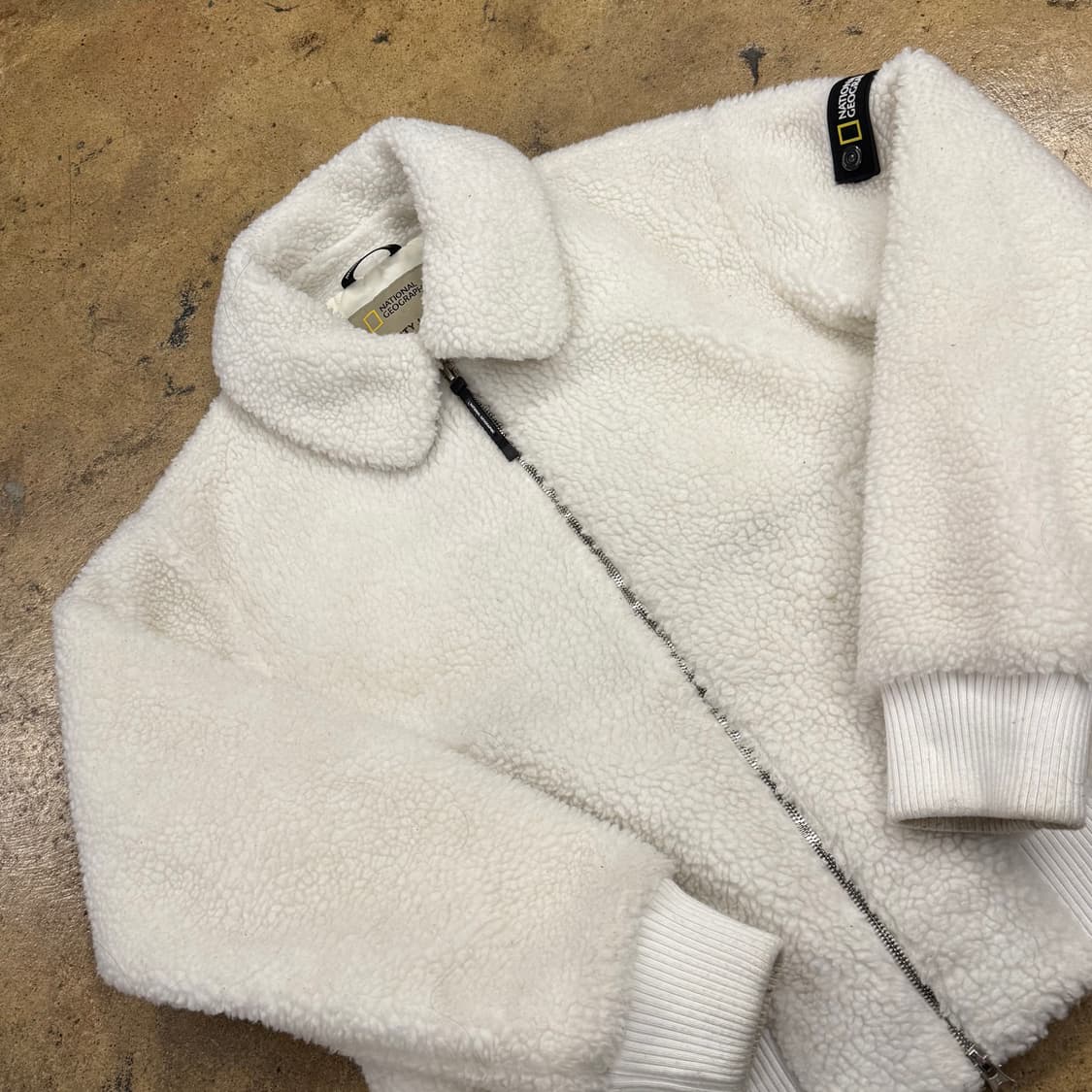 [정품/M] 내셔널지오그래픽 흰색 뽀글이 플리스 자켓 b15 상품이미지1