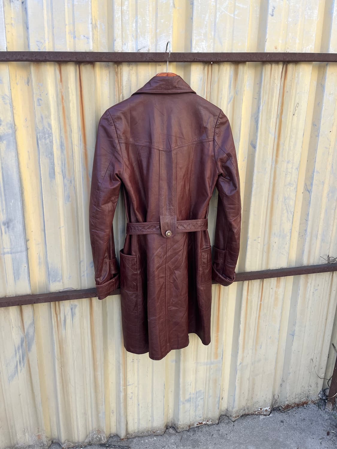 Vintage (maede in Italy) 리얼레더 레드컬러 코트  상품이미지5