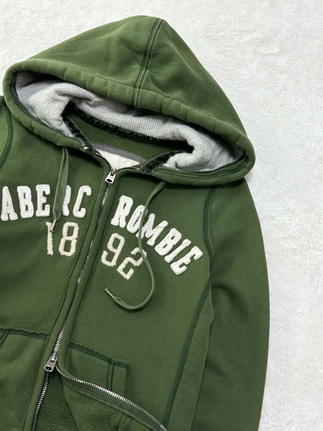 아베크롬비 빅로고 카키 투웨이 후드집업 상품이미지7