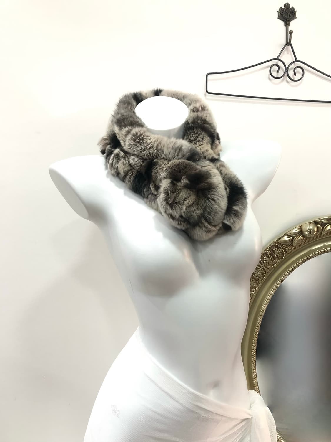 dark ash brown real fur muffler 상품이미지1