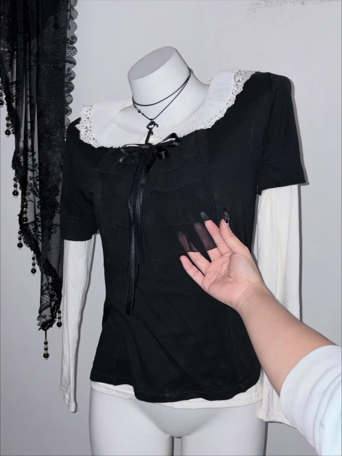 공겜여주 3피스 세트🖤 공포게임 고스 로리 고딕 로리타 원피스 프릴 상품이미지3