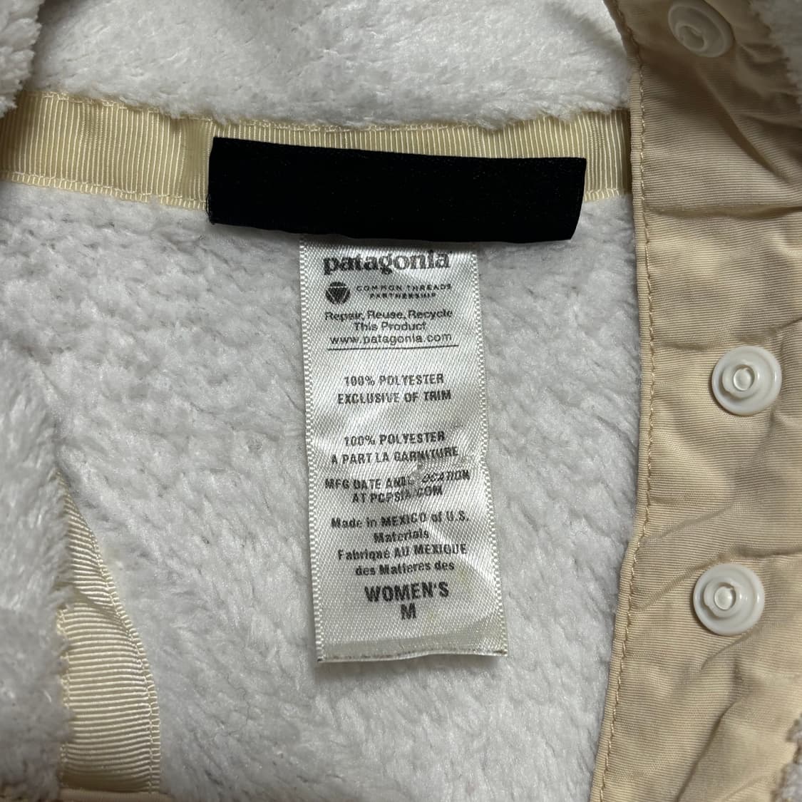 M 파타고니아 여성 화이트 반집업 플리스 상품이미지4