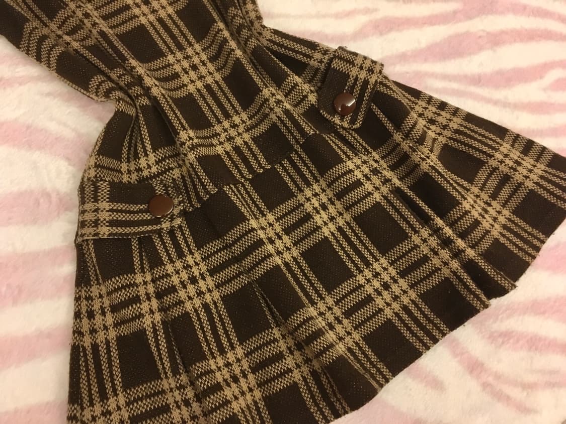 라떼갸루 초코 체크 버튼 원피스 브라운 상품이미지3