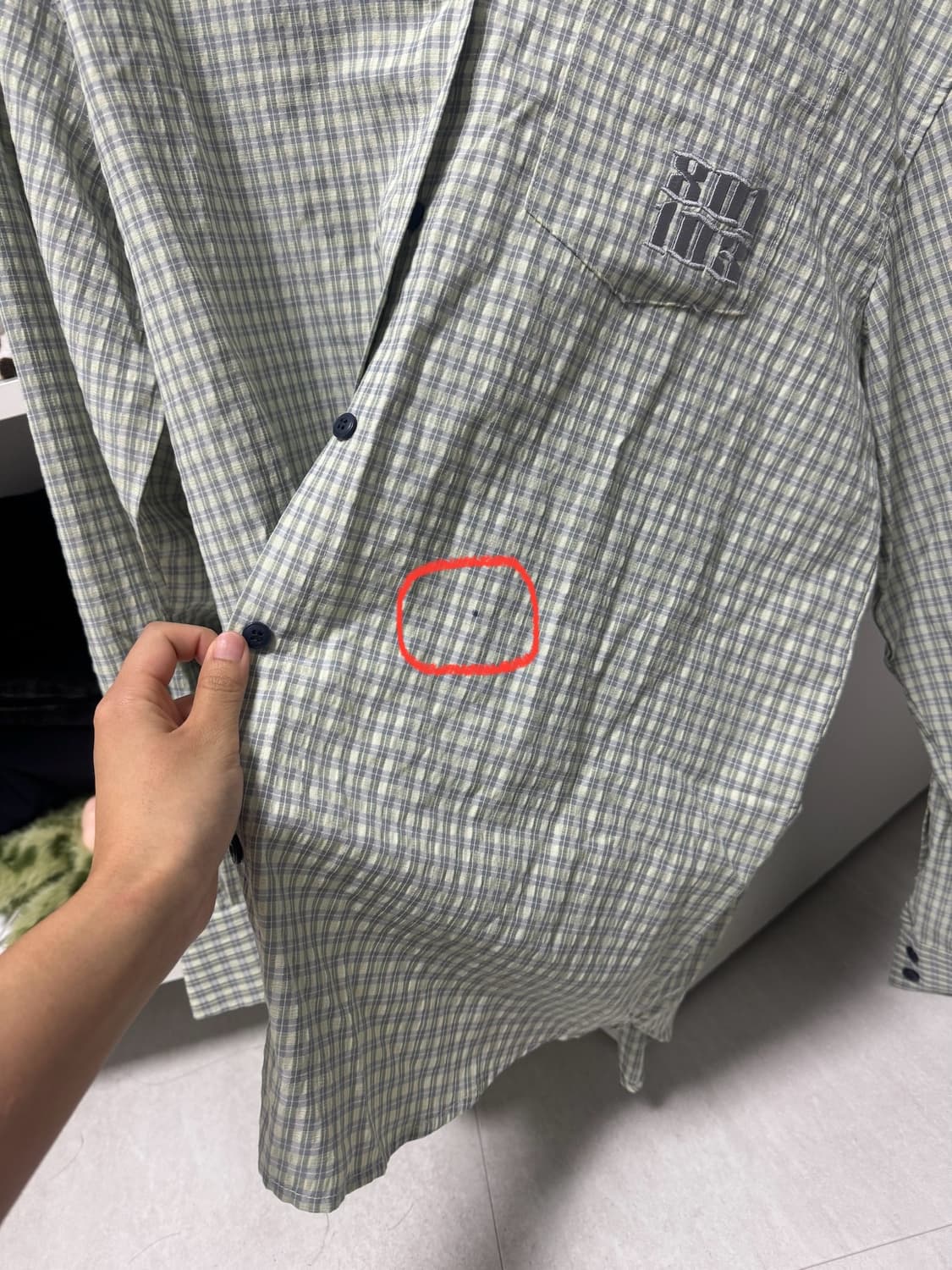 새상품) 플리즈노팔로우 Taryn 타린 패치 체크셔츠 옐로우 그린 상품이미지2