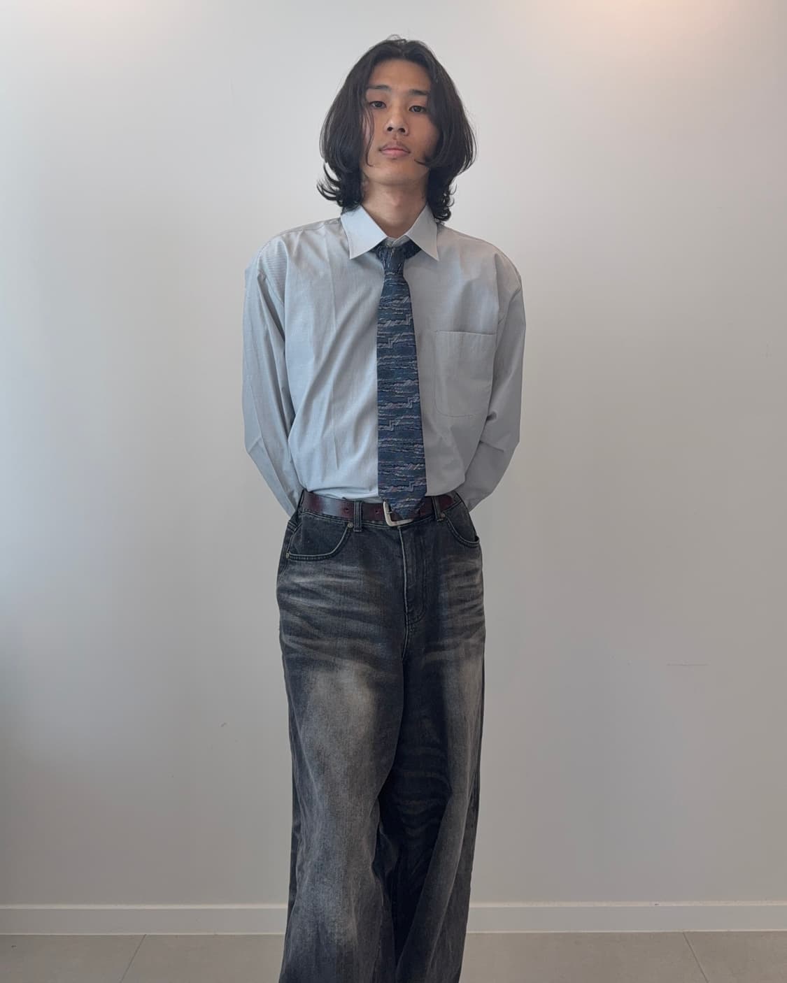 빈티지 스트라이프 드레스 셔츠 & 페이즐리 넥타이 세트 상품이미지4