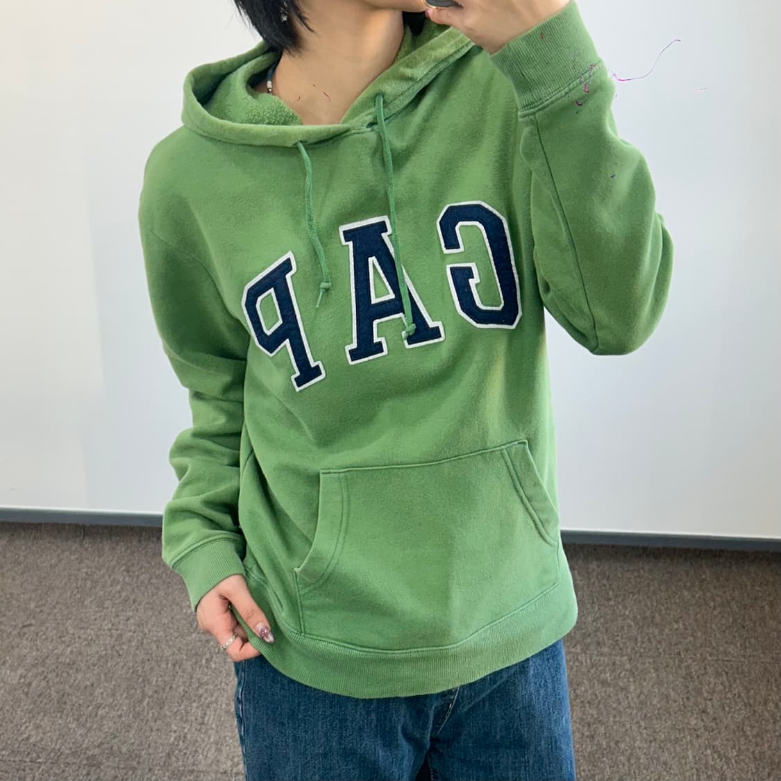 GAP 갭 네이비로고 그린 후드티  상품이미지2