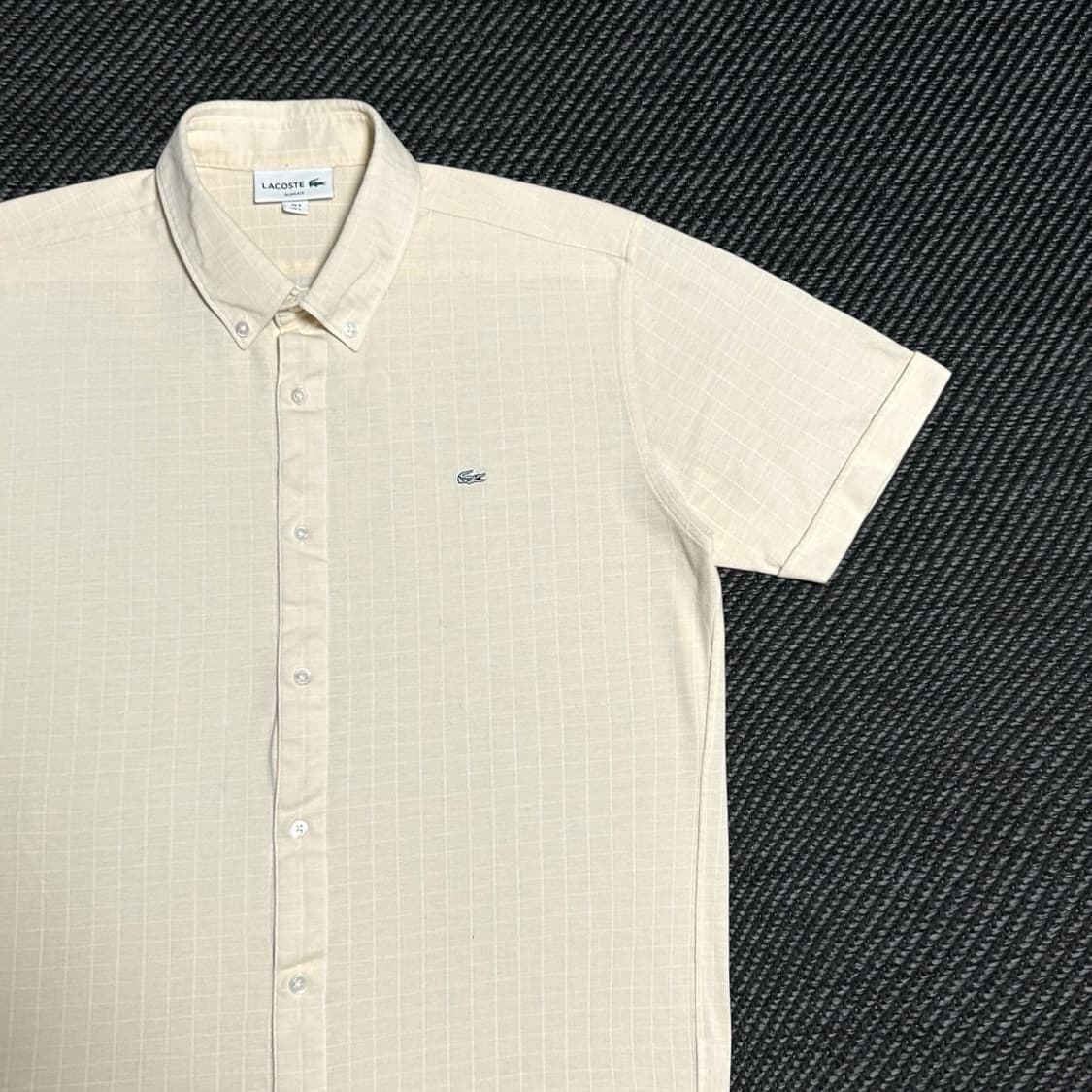 [M] Lacoste 라코스테 신형 옐로우 슬림핏 체크셔츠 상품이미지2