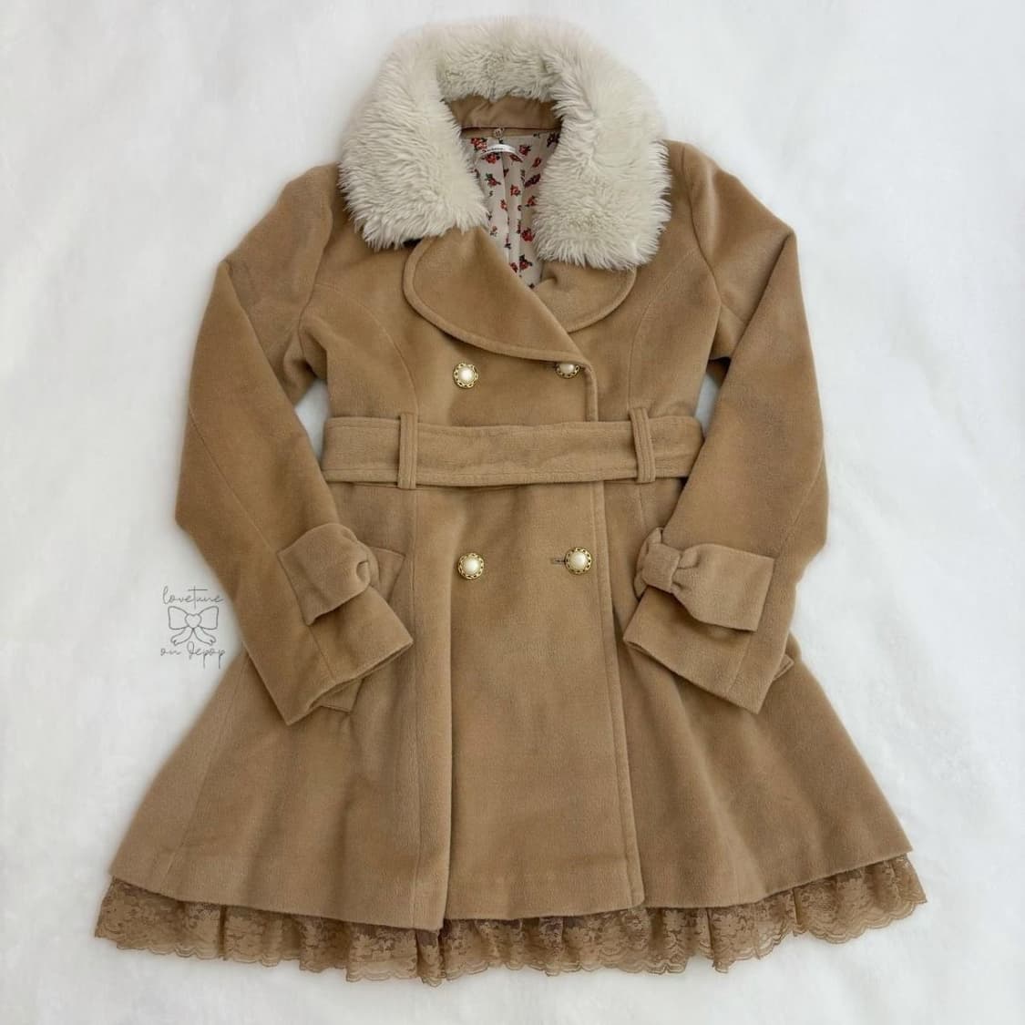 라떼갸루 리본코트 리즈리사 큐롯 니트 아가일 왕리본 히메갸루 상품이미지2