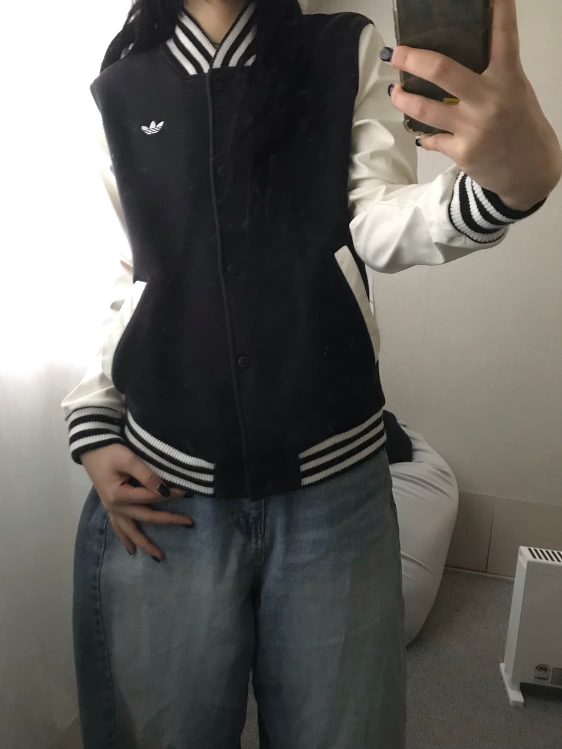 아디다스 검흰 바시티자켓 상품이미지5