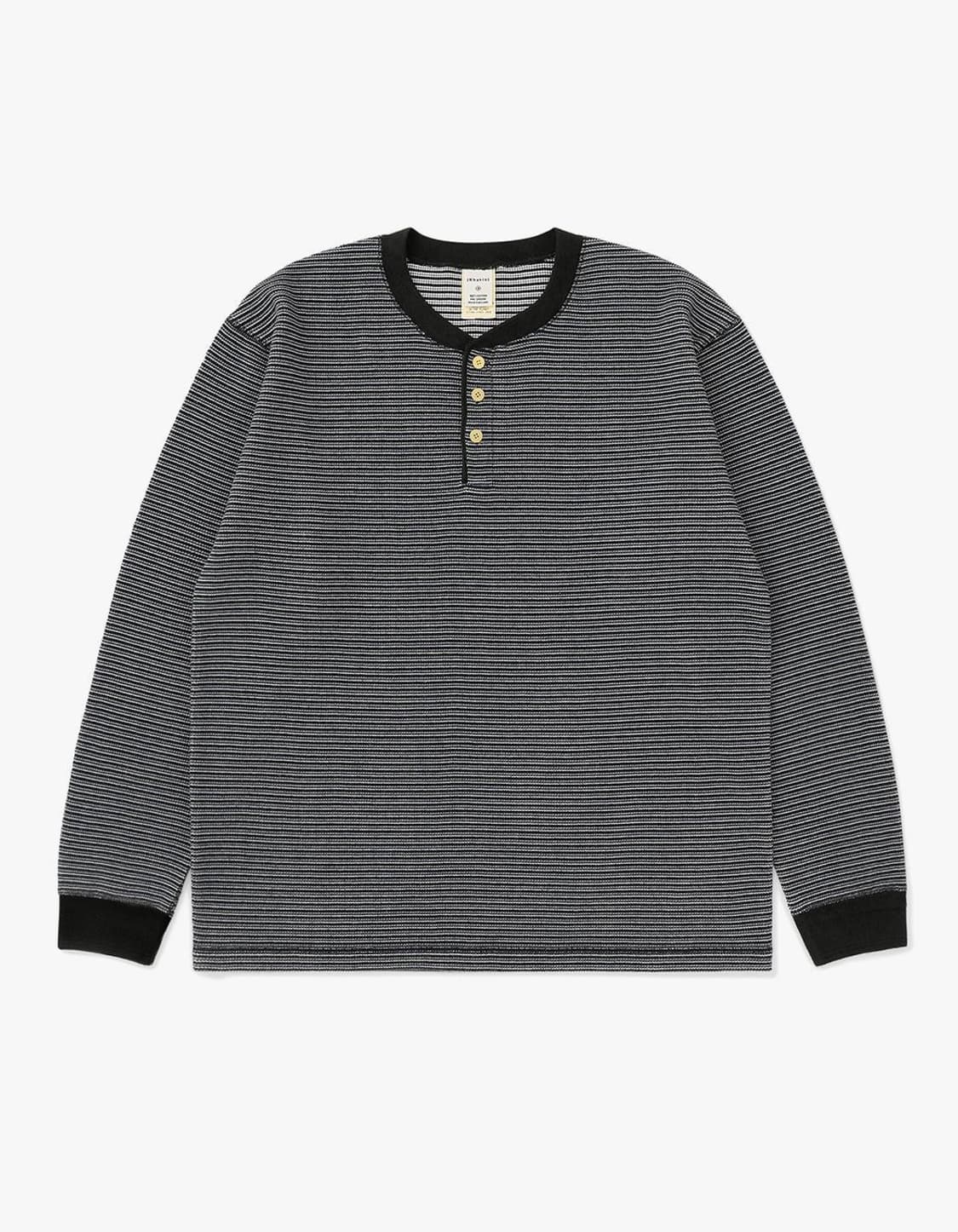 카키스 와플 헨리넥 롱슬리브 블랙 상품이미지2