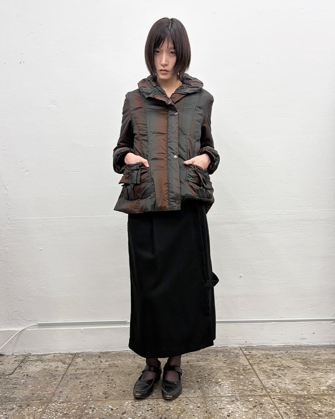 빈티지 프릴 칼라 홀로그램 푸퍼 상품이미지6